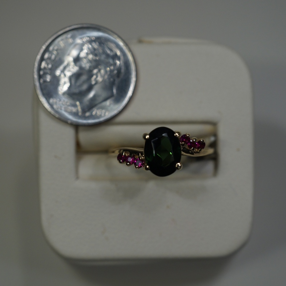 14KY Gold Genuine Tourmaline & Ruby Ring - Picture 7 of 7